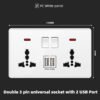 double 3 pin universal socket with usb